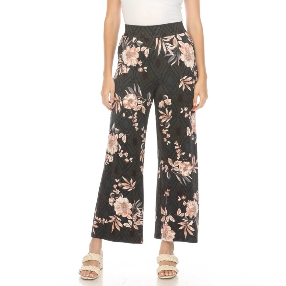 Johnny Was Nido Wide Floral Leg Pant in Multi Pull On